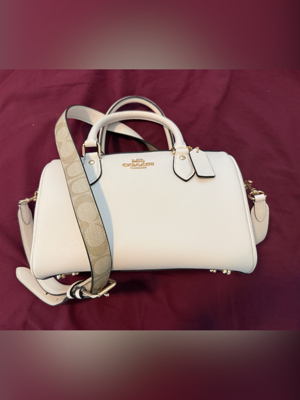 Coach ROWAN SATCHEL WITH SIGNATURE CANVAS DETAIL